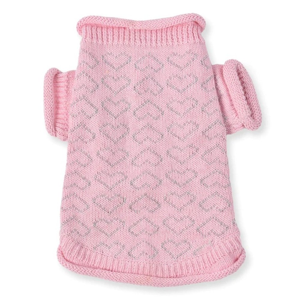 Heart To Heart Dog Sweater by Oscar Newman - SIZE LARGE PINK